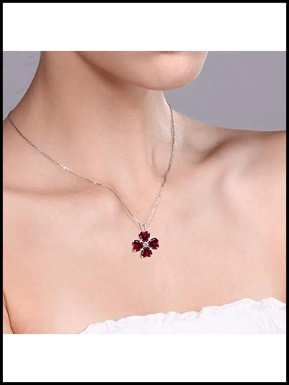 3.84 Cttw Heart Created Ruby Pendant Necklace Sterling Silver